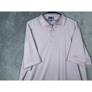 Stitch Golf Mens XL Polo Shirt Pink Grey Striped The Lakes Castle Hills Logo